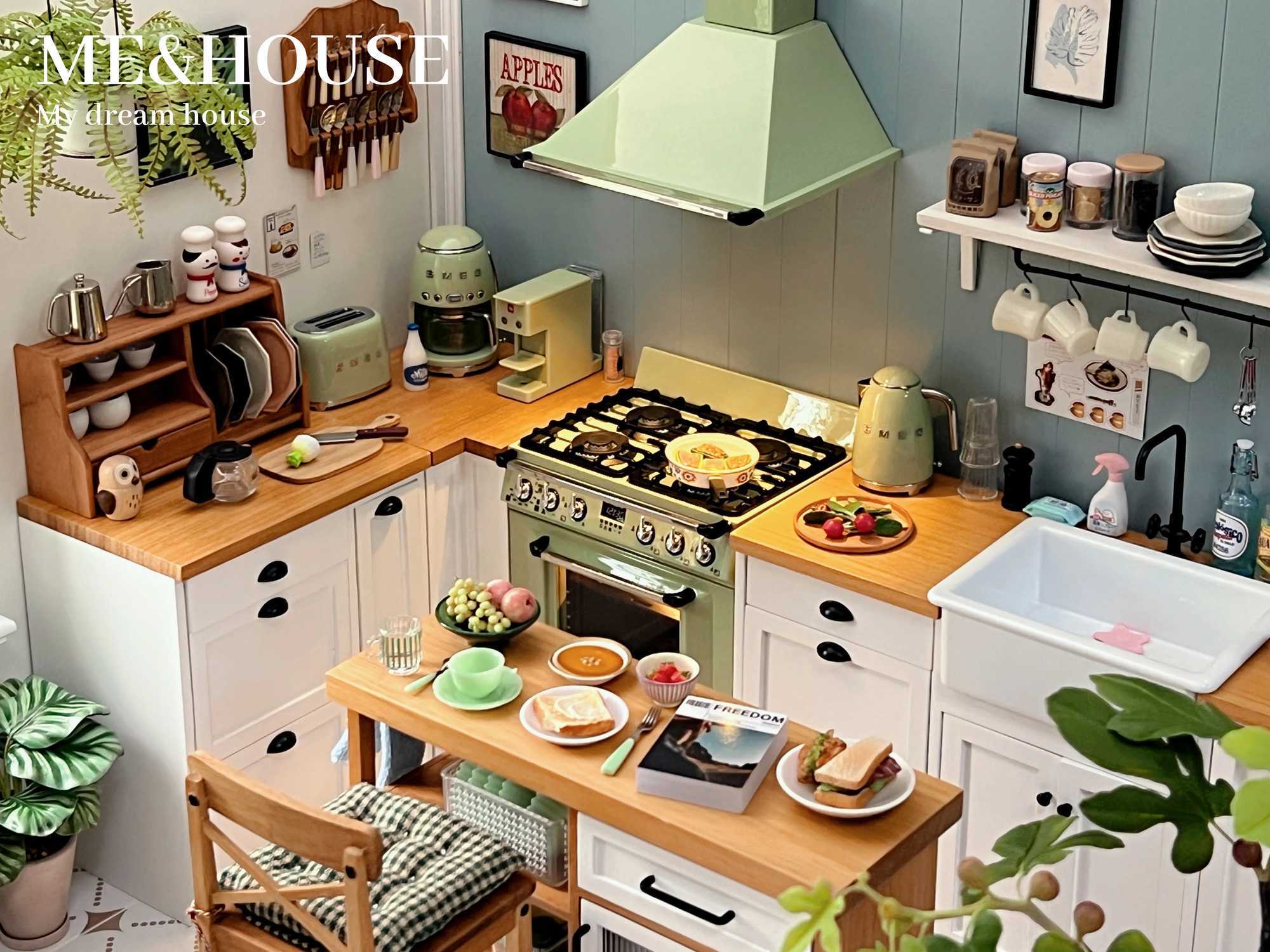 1/6 Doll House Model Furniture Accessories Mini Model Stove and Range Hood Y240807