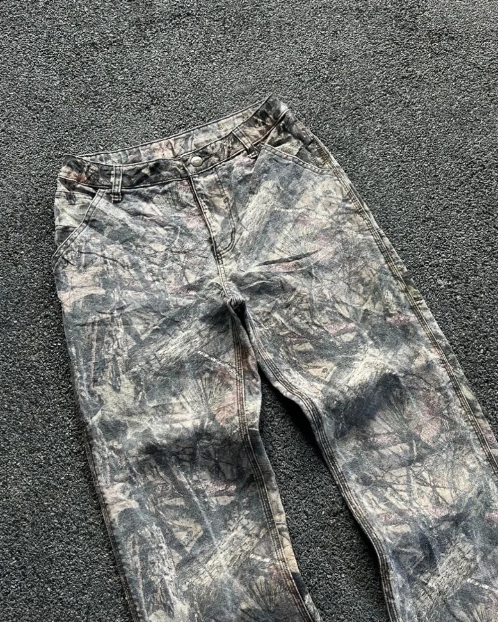 Y2k Camouflage Jeans American Hip Hop Retro Oversize Denim Pants Fashion Men Clothing Straight Leg Wide Streetwear 240809