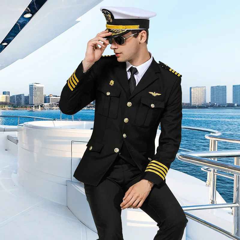 Captain Seaman Professional Uniform Security Guard Business Clothing Costume Suit Pilot Ship Sailor Performance Dress Jacket 240807