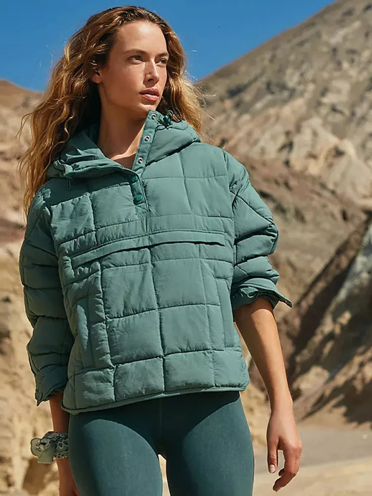 Cotton jacket womens casual warm thin autumn retro fashion park loose hooded pocket 240807