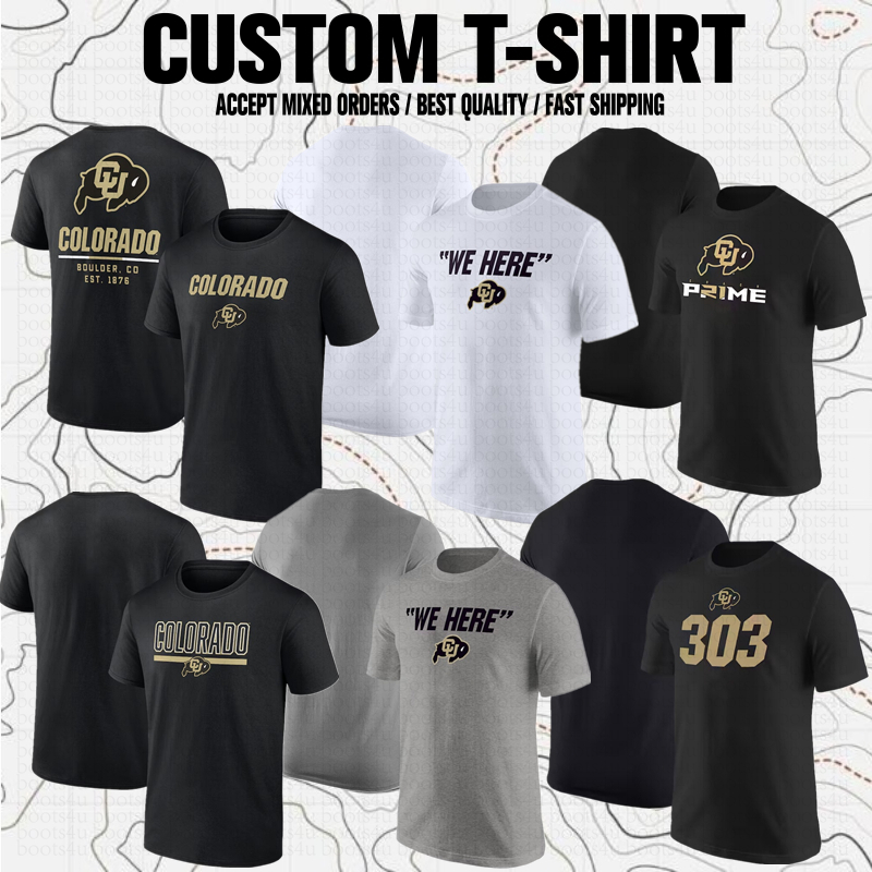 USA American College Colorado Buffaloes Travis Hunter Shedeur Sanders Shilo Sanders Football T-Shirts Fans Sports Short Sleeve Tops Tees White Black Gray Shirts