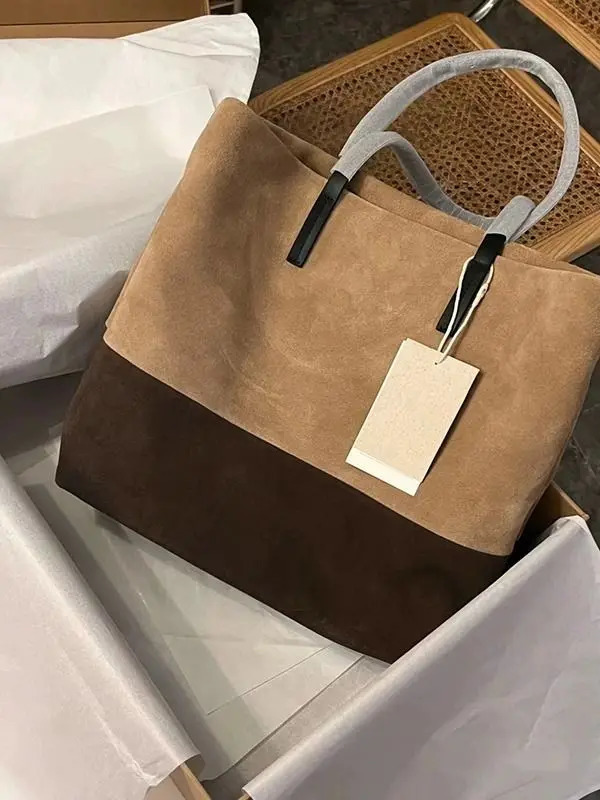 JIAERDI Vintage Brown Large Capacity Tote Bag Women Retro High Street Suede Patchwork Handbag Ladies Haruku Shoulder Bags Chic 240808 168f 4