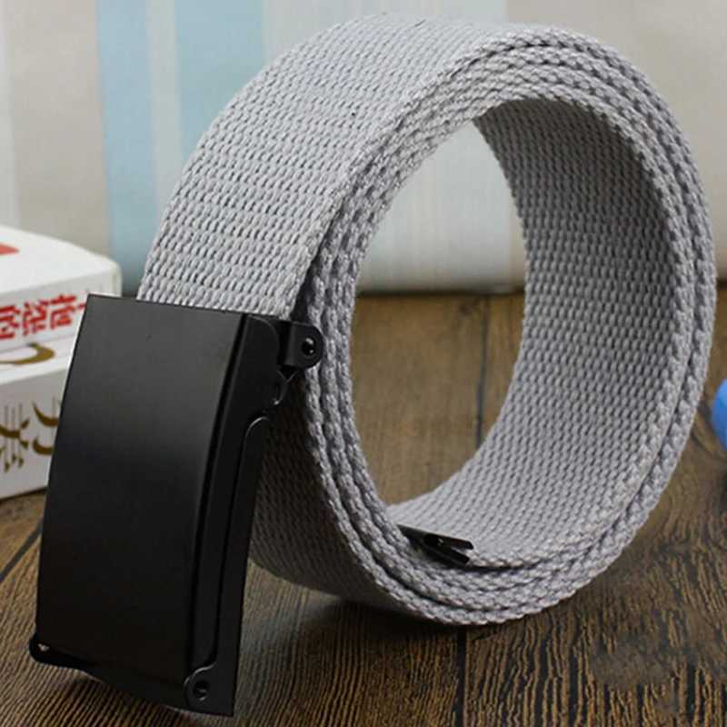 Fashionable new unisex Trouser with canvas strap and metal buckle mens jeans with candy color top of the line 120cm luxury belt W240807