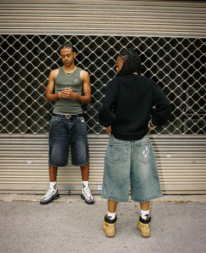 Y2K American retro washed star denim shorts personalized hiphop summer street style straight casual allmatch loose pants y240820