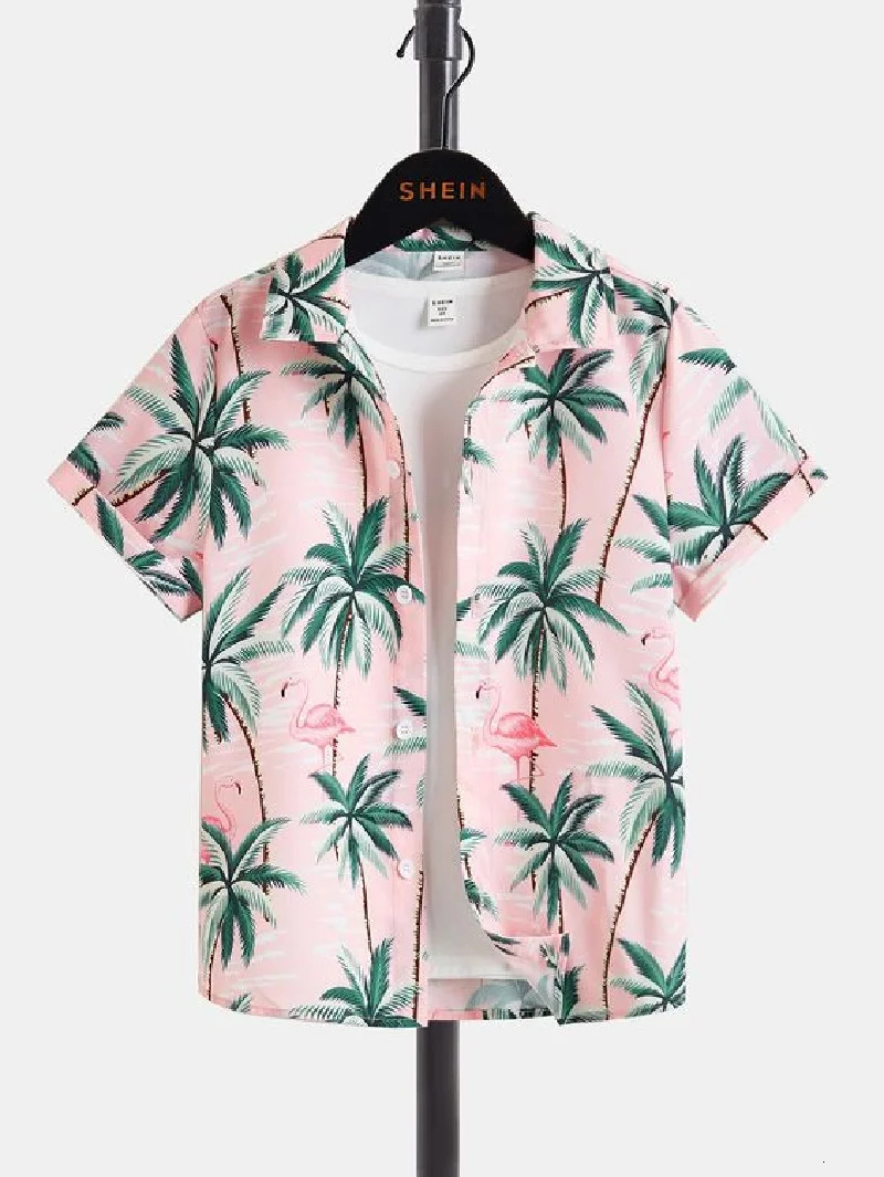 Mens short sleeved summer collar shirt fashionable and versatile Hawaiian style printed top240807
