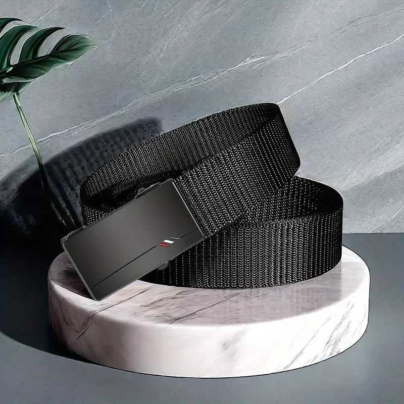 Mens Outdoor Leisure Sports Belt Toothless Quick Release Automatic Buckle High Quality Black Belt W240807