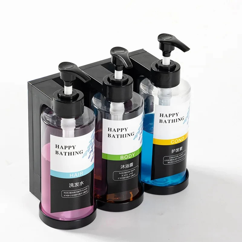 el Shampoo and Shower Gel Separate Bottles Wall Mounted No Punching Hand Sanitizer Boxes Wall Mounted Manual Soap Dispensers 240807