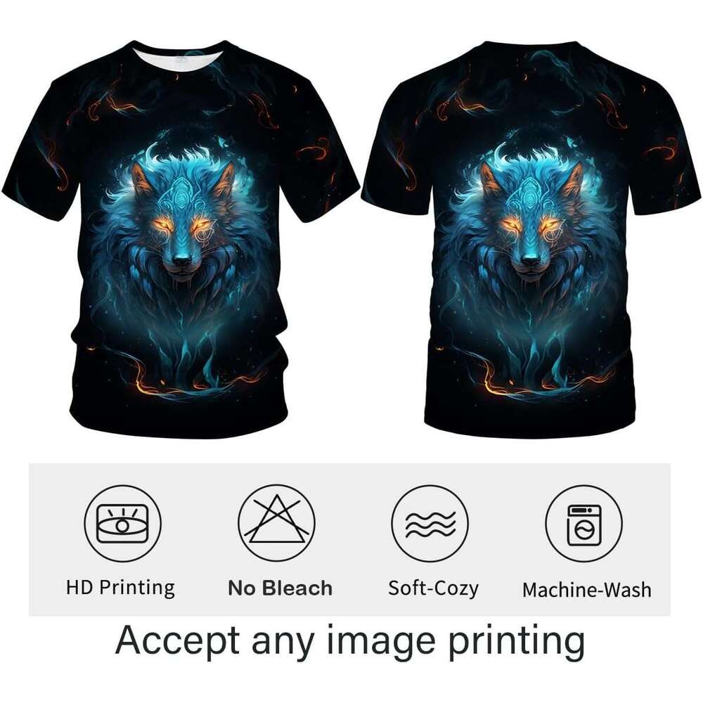 Mens T shirt Funny Wolf Printed T-Shirt Animal Graphic Tee Shirt shirts tshirt graphic tee Casual tops summer clothes Short sleeve Free shipping
