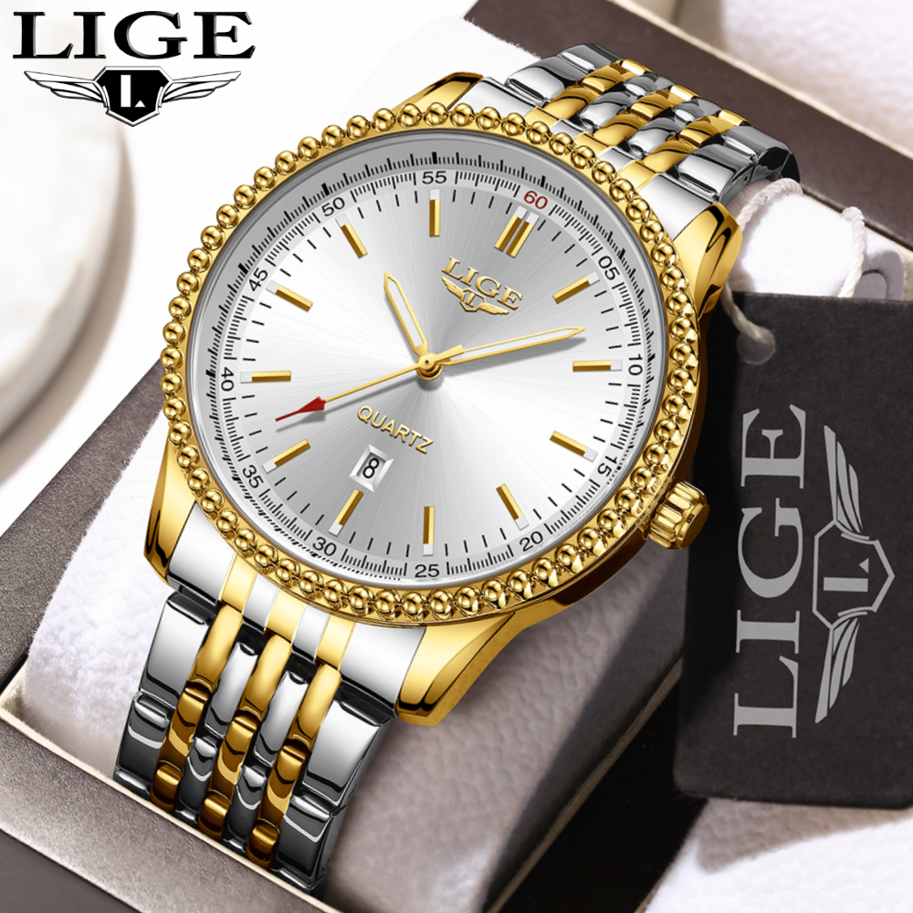 LIGE2024 new men's quartz watch Simple three pin calendar watch Festival Gift Teen Fashion watch Life waterproof watch