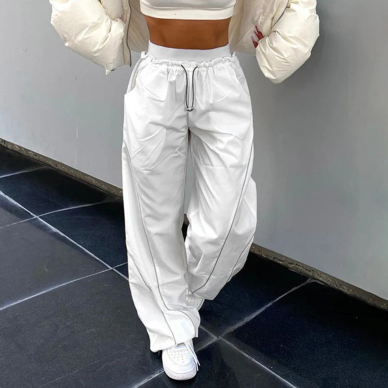 Parachute Cargo Pants Women With Pockets Quick Dry Hiking Pants Lightweight Waterproof Baggy Joggers Loose Wide Leg Pants 240807