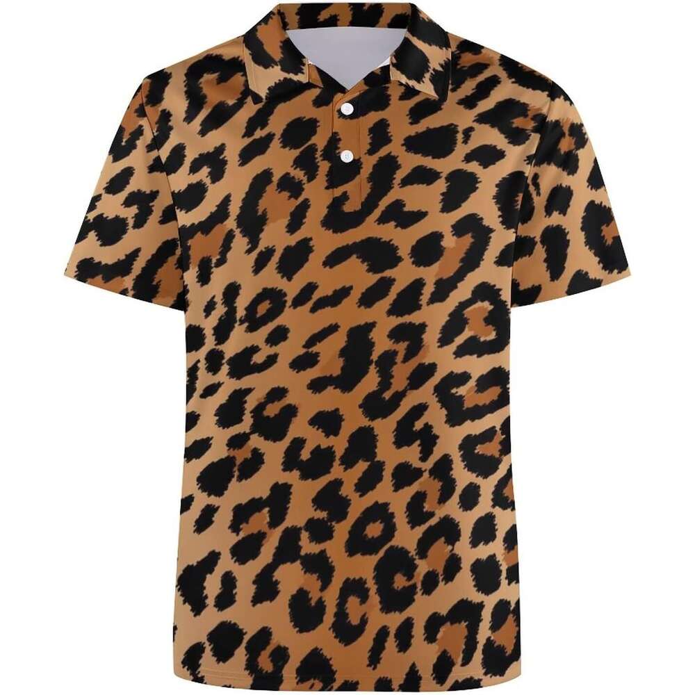 Fashion Mens Polo shirt fashion Leopard Print Golf for Men Shirts Quick-Dry Short Athletic T-Shirt Tennis Collared Shirt Casual tops summer clothes