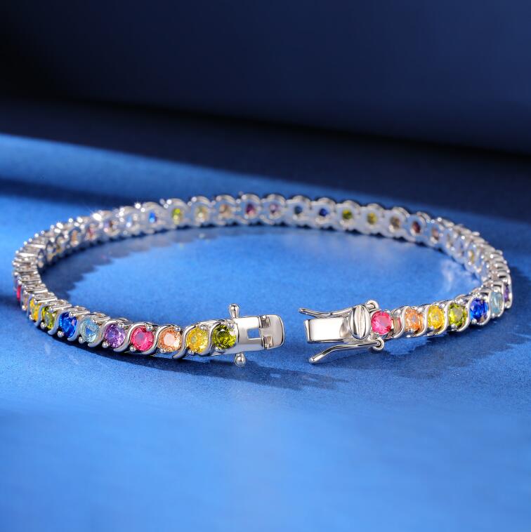 Swwet Cute Wedding Bracelets: 3mm Sterg Sier Fill Round Moissanite Tennis Bangle