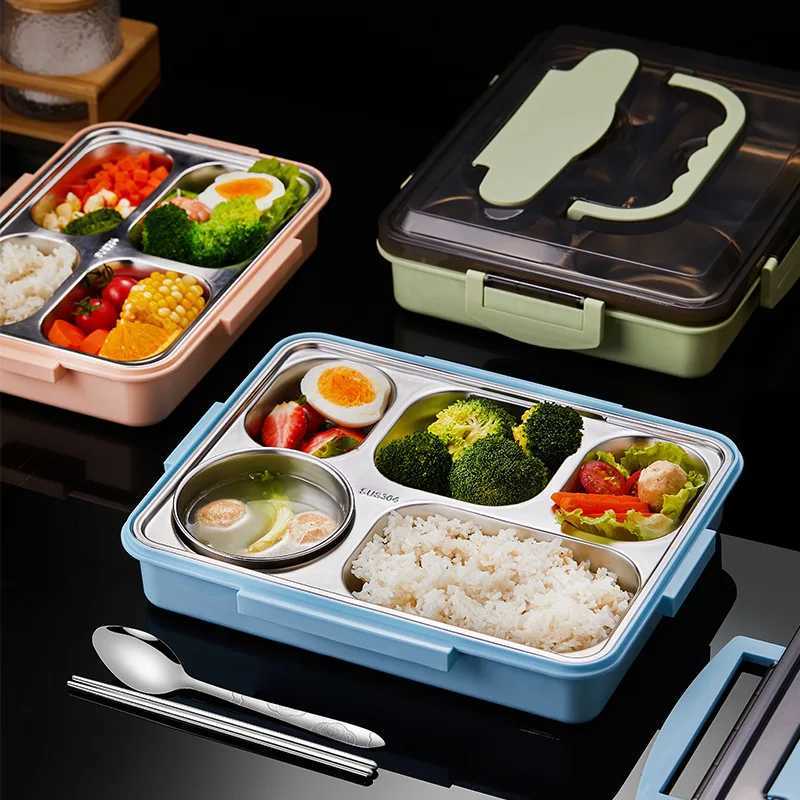 304 Stainless Steel Lunch Box Student Canteen Microwavable Bento Portable Insulation Compartments lunchbox Food ContainersM251121