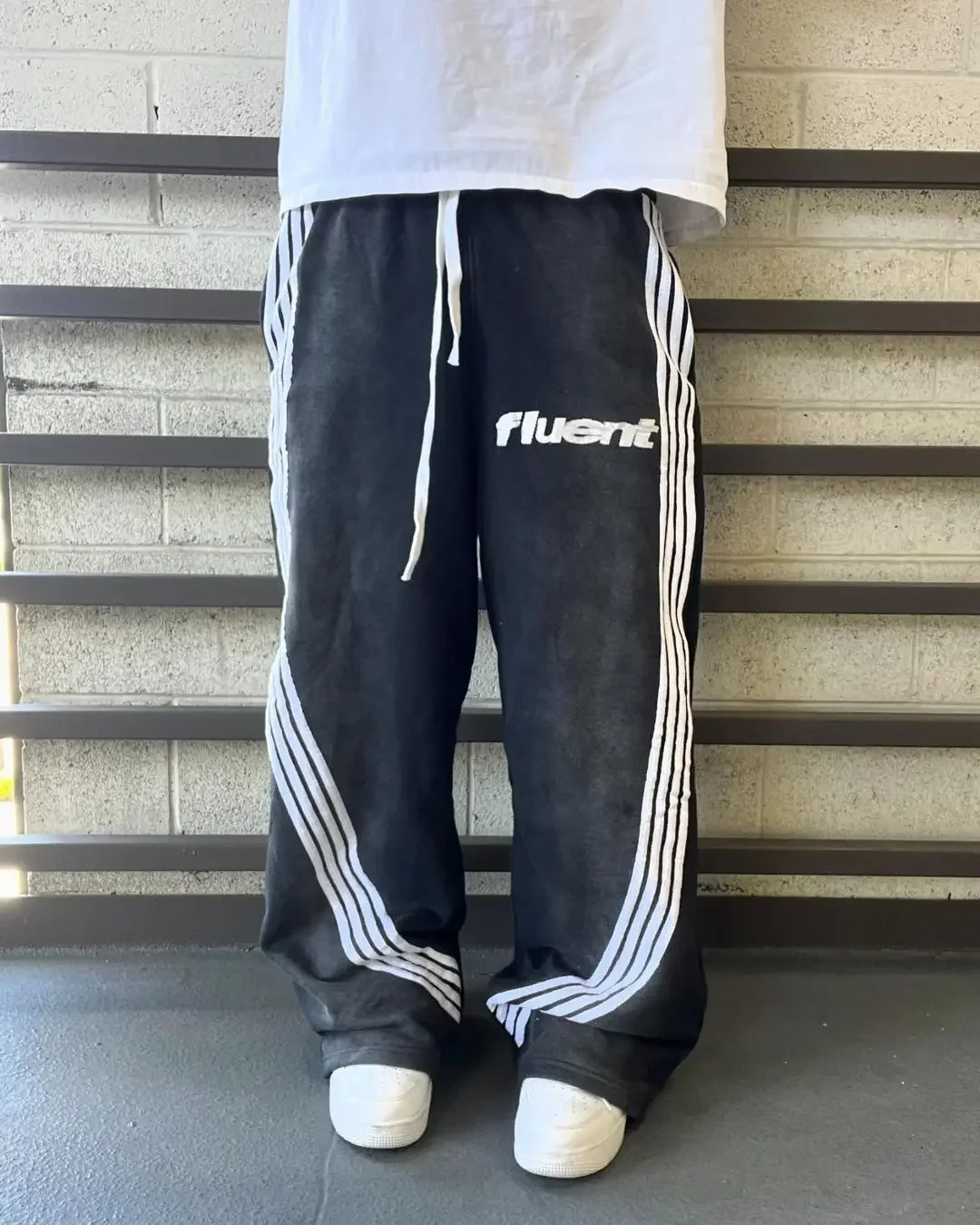 High quality long leg nine pair pants with fashionable stripes knitted casual lace dragged mens summer Y2K 240824