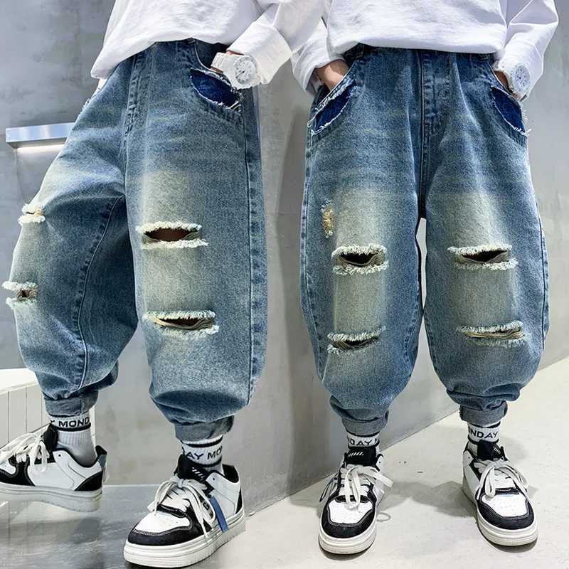 Jeans Spring fall kids Boys Clothes baby Stretch Denim Trousers for toddler children Boy Clothing Outer wear Elastic Waist Jeans pant