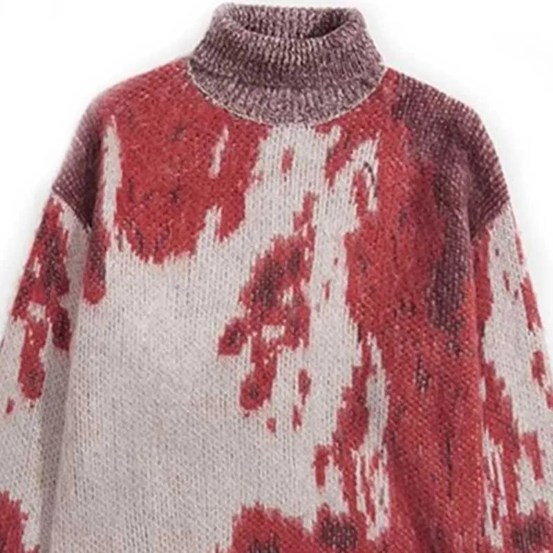 BIG PROMOTION Y2K European and American Style Autumn and Winter Mens Gradual Graffiti Round Neck Loose Trendy High Neck Sweater 240808