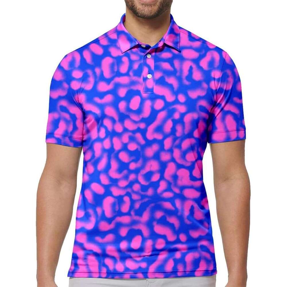 Fashion Mens Polo shirt 3D comfort Printed Moisture Wicking Quick-Dry Golf Shirt polo Shirts for Men Performance tops summer clothes Short ventilate