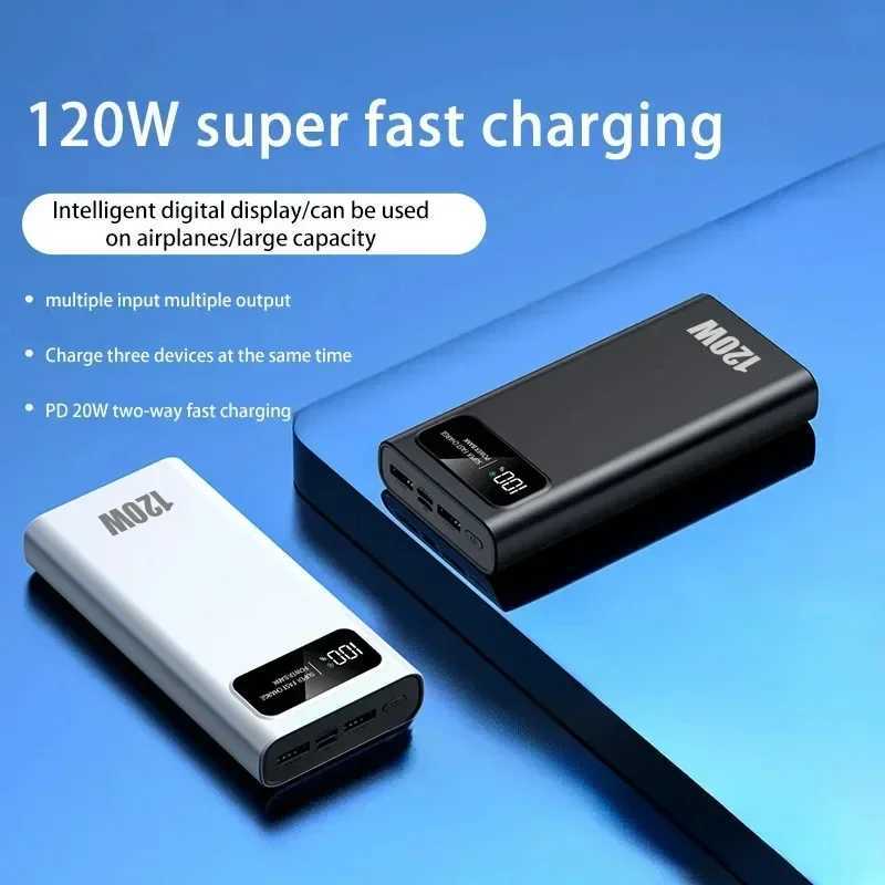 200000mAh Power Bank 120W Super Fast Charging High Capacity Portable Digital Display External Battery For iPhone Samsung xmCL240808