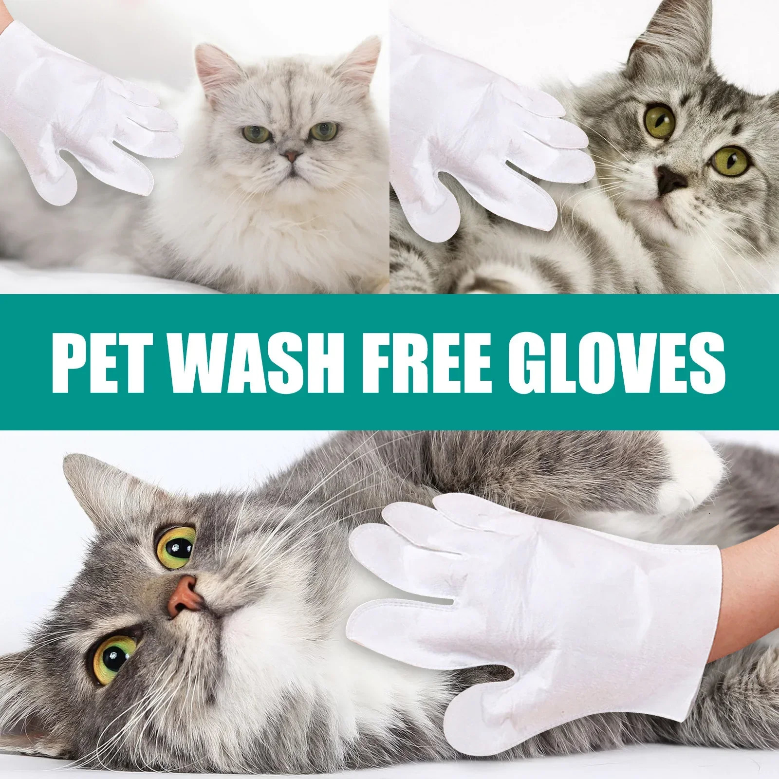 2026 New 2/6Pcs Pet Disposable Cleaning Wash Free Cats Dogs SPA Bath Supplies Massage Non Woven Fabric No Rinse Eye Wipe Gloves 240807 Shipping