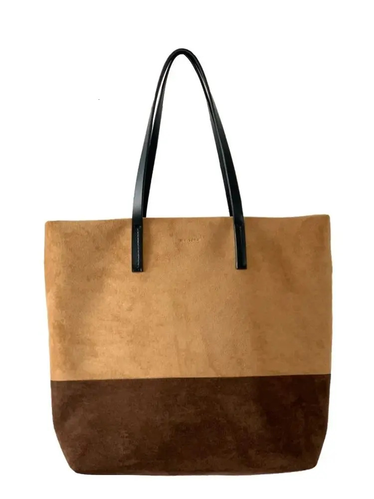 JIAERDI Vintage Brown Large Capacity Tote Bag Women Retro High Street Suede Patchwork Handbag Ladies Haruku Shoulder Bags Chic 240808 168f 4