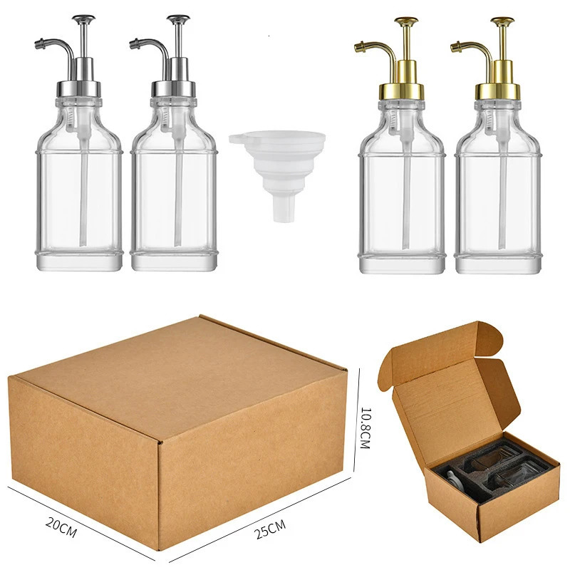 2pcs Soap Pump Dispenser Glass Bottle Bathroom Gel Liquid and Shampoo Dispenser Square Glass Bottles with Pumps Soap Container 240807