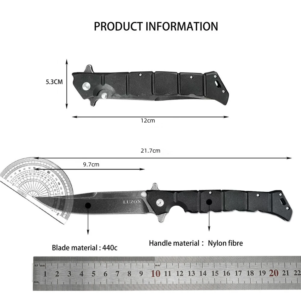 LUZON Tactical Hunting 440c Steel Blade Nylon Fiber Handles Folidng Knife Self Defense Camping EDC Survival Tools