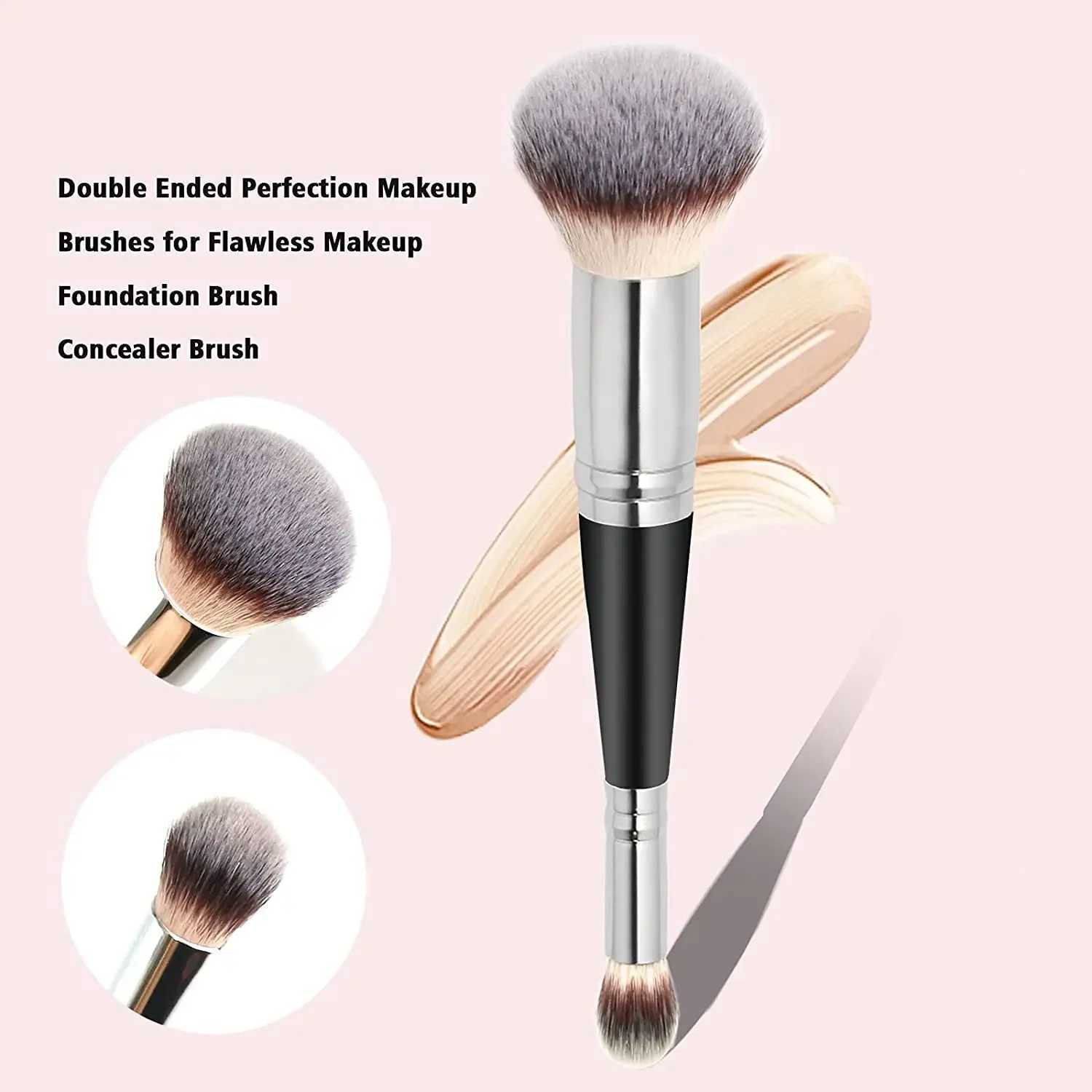 Dual-ended Foundation Concealer Makeup Brush Rounded Taperd Flawless Brush Ideal for Liquid Cream Powder Blending Concealer Y240807