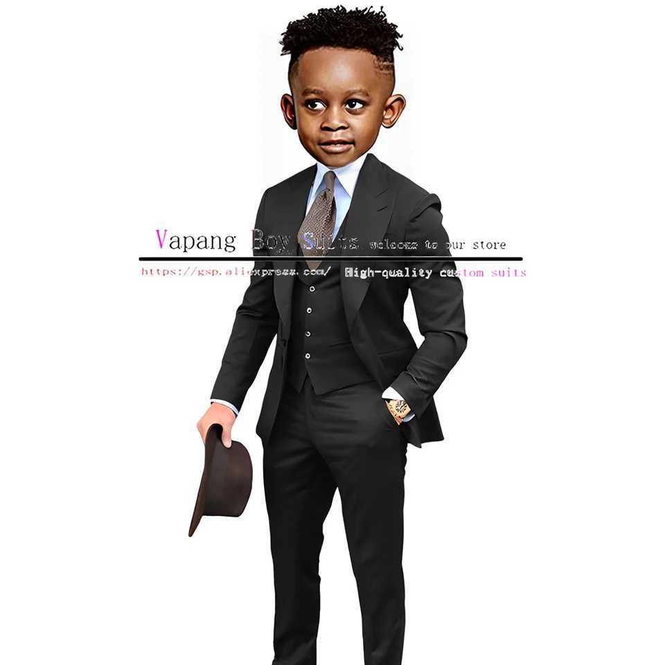 Suits Boys Suits Jacket Pants Vest 3 Piece Set Formal Wedding Tuxedo Fashion Clothes for Kids Peak Lapel Blazer ChildL488
