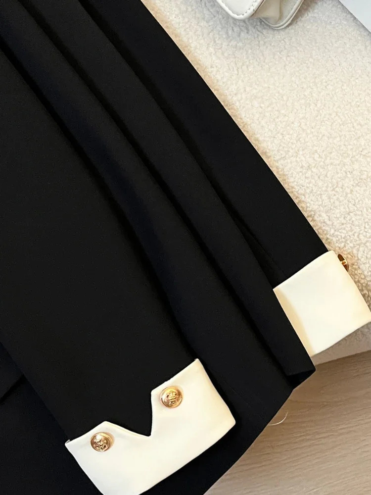 Fashion Women Sense Niche Loose Milk White Blazer Jacket Spring Female Korean Commuting Splicing Suit Tops Coat 240808