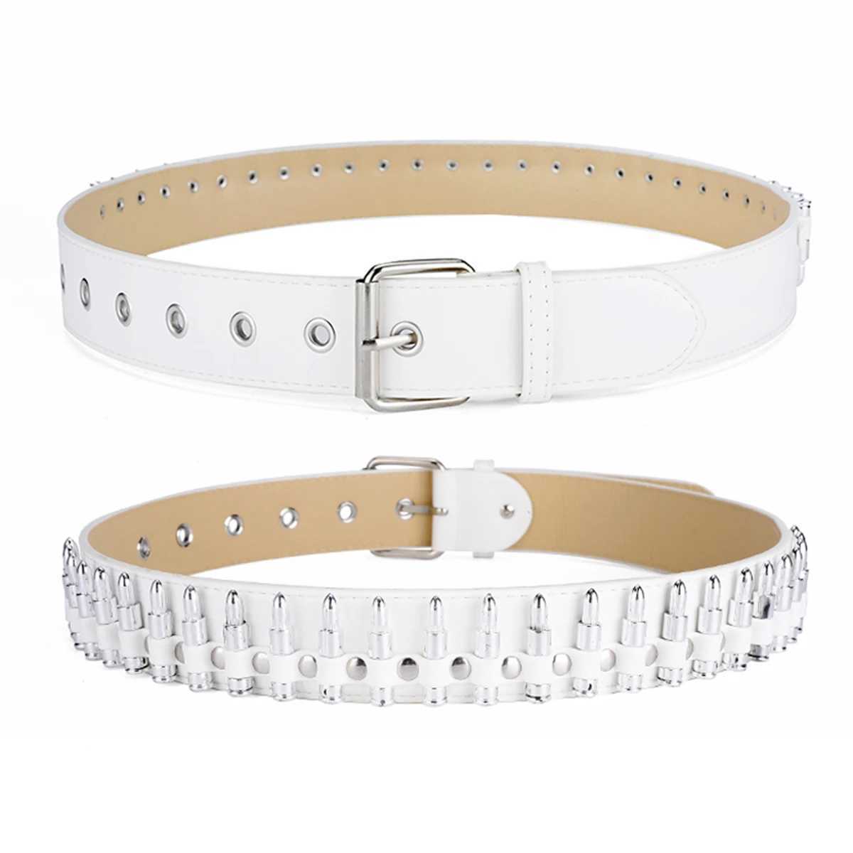 Mens Bullet Wide Belt Punk Style Personalized Womens Belt Neutral W240807