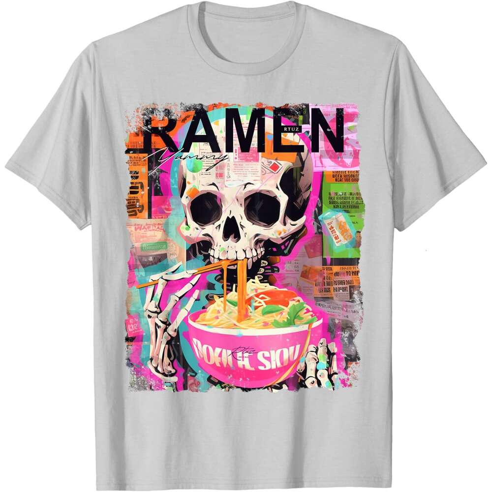 2025S Fashion Designer T Shirt For Mens Ramen Noodle Japanese Anime Manga Skull T Shirt Shirts Tshirt Graphic Tee Casual Tops Clothes Short Sleeve