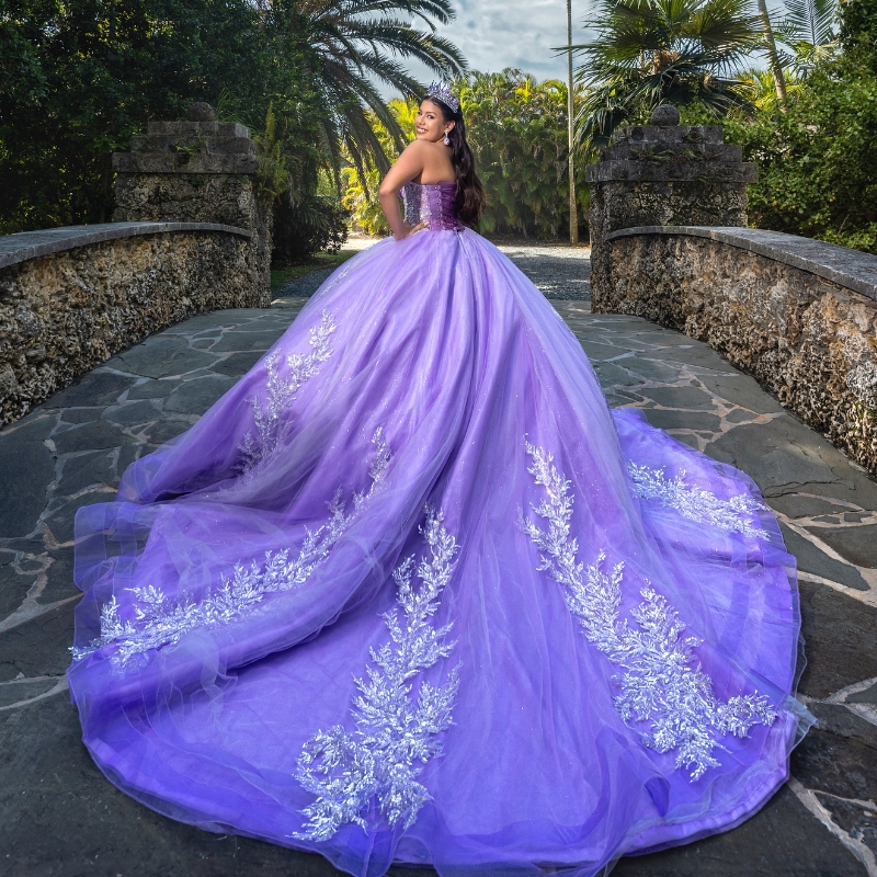 Sparkly Lavender Quinceanera Dress Ball Gown Off The Shoulder Applique Lace Beaded Crystal Tull Corset Sweet 16 Vestidos De 15 Anos