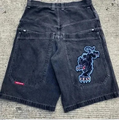 Casual Clothing 2024 Pocket Jinco Jort Pants Mens Short Jeans JNCOS 2000S JNCO Y2k Shorts Denim Gym 24
