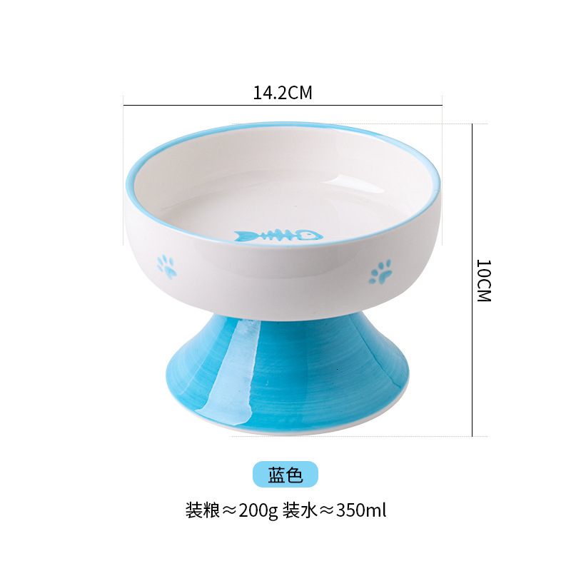 cat high foot ceramic dinner plate water dispenser rice feeding bowl protect cervical pet cats