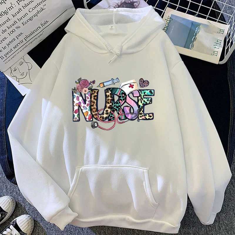 Women's Hoodies Sweatshirts New Fashion Neutral Nurse Printed Hoodie Mens Casual Long Sleeve Hoodie Pulleys Tns Outdoor Sweatshirt Y240808ZOLW
