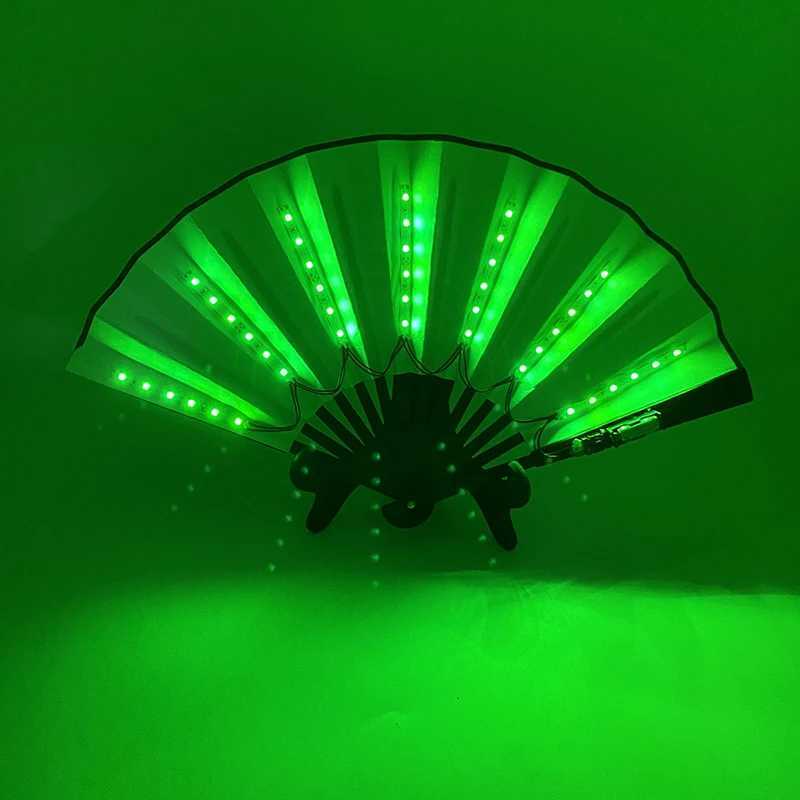 Halloween Carnival party lighting supplies 10inches LED neon light rave fan folding luminous fan glowing in the party Y240807