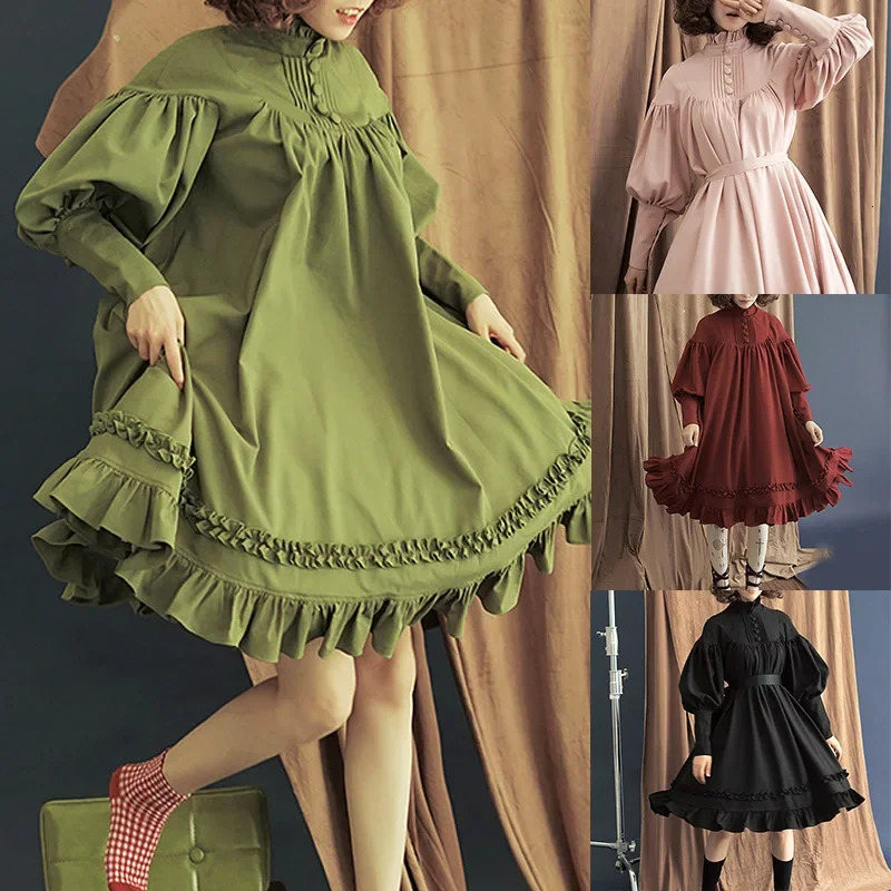 Victorian Medieval Retro Gothic Cosplay Costume Japanese Lolita Girl Long sleeve Princess Dress Halloween Carnival Party Clothes 240808