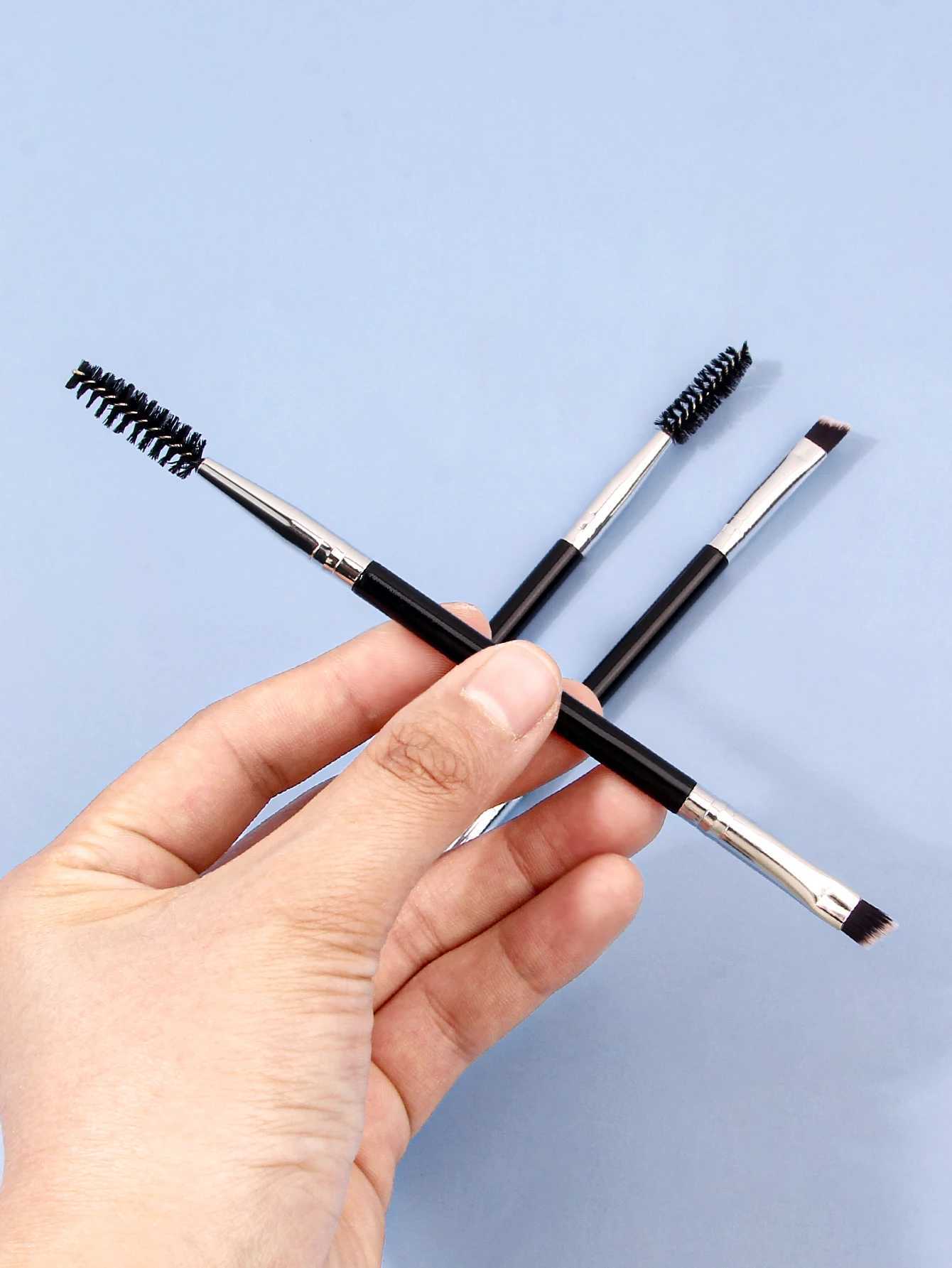 3PCS professional single double end angle eyebrow eyelash makeup brush high quality eyebrow pencil eyeliner brush Y240807