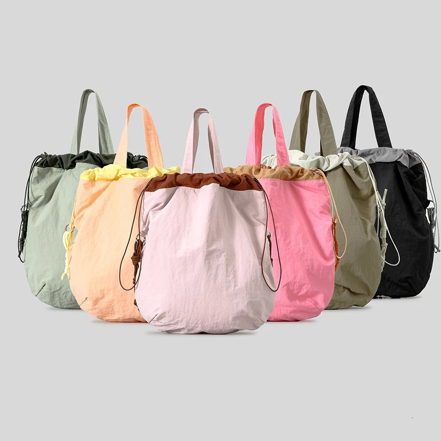 Casual Penelled Women Shoulder Bags Candy Color Large Capacity Tote Bag Hobos Drawsting Canvas Handbags Big Shopper Purses 2024 240808