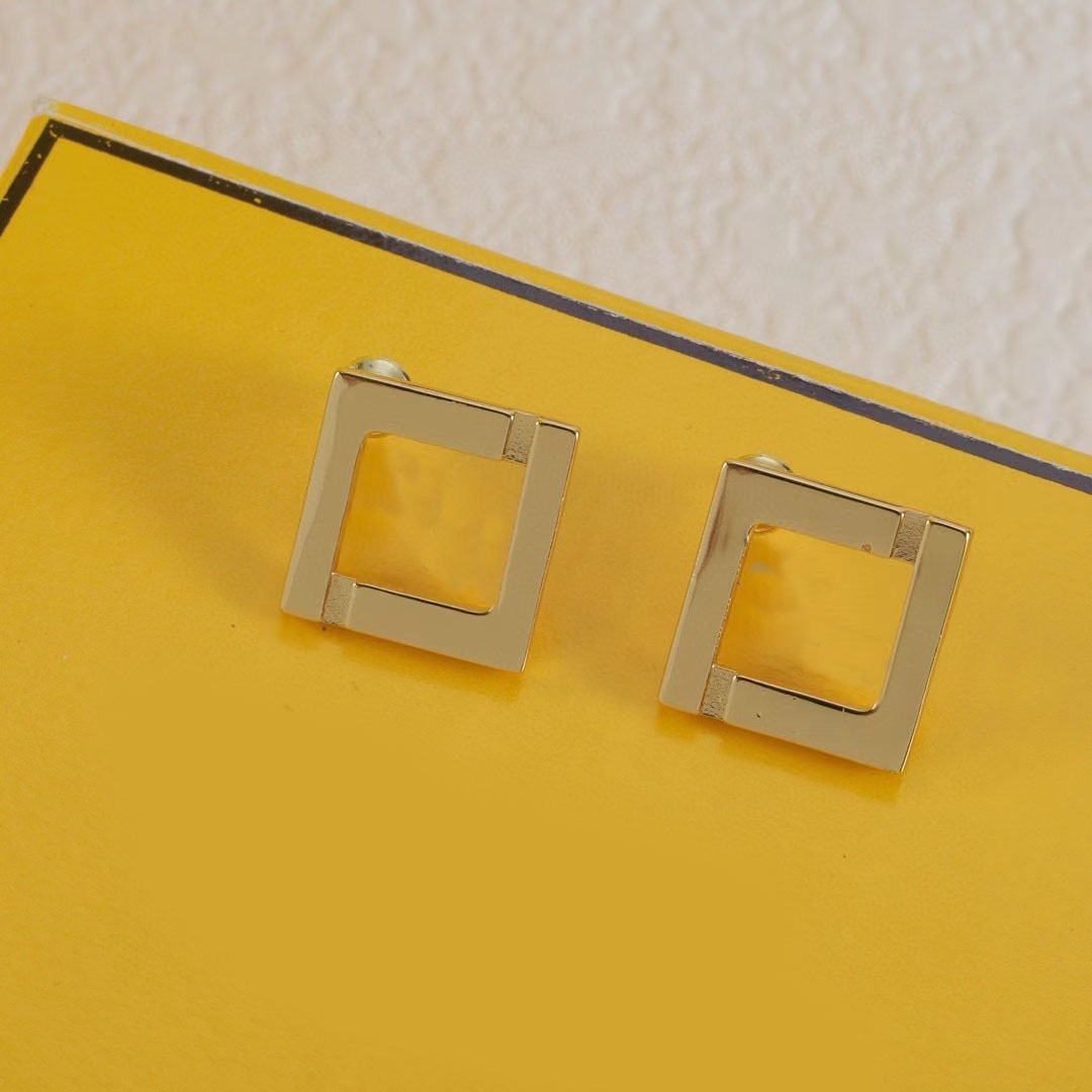 Noble gold luxury silver titanium square minimalist earrings for women wedding bride gift designer jewelry H260129
