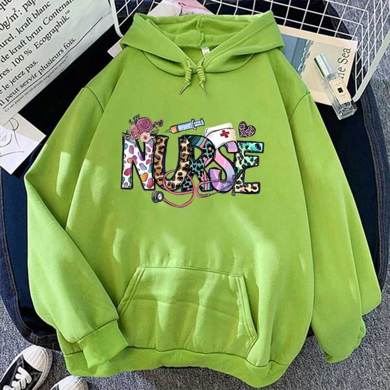 Women's Hoodies Sweatshirts New Fashion Neutral Nurse Printed Hoodie Mens Casual Long Sleeve Hoodie Pulleys Tns Outdoor Sweatshirt Y240808ZOLW