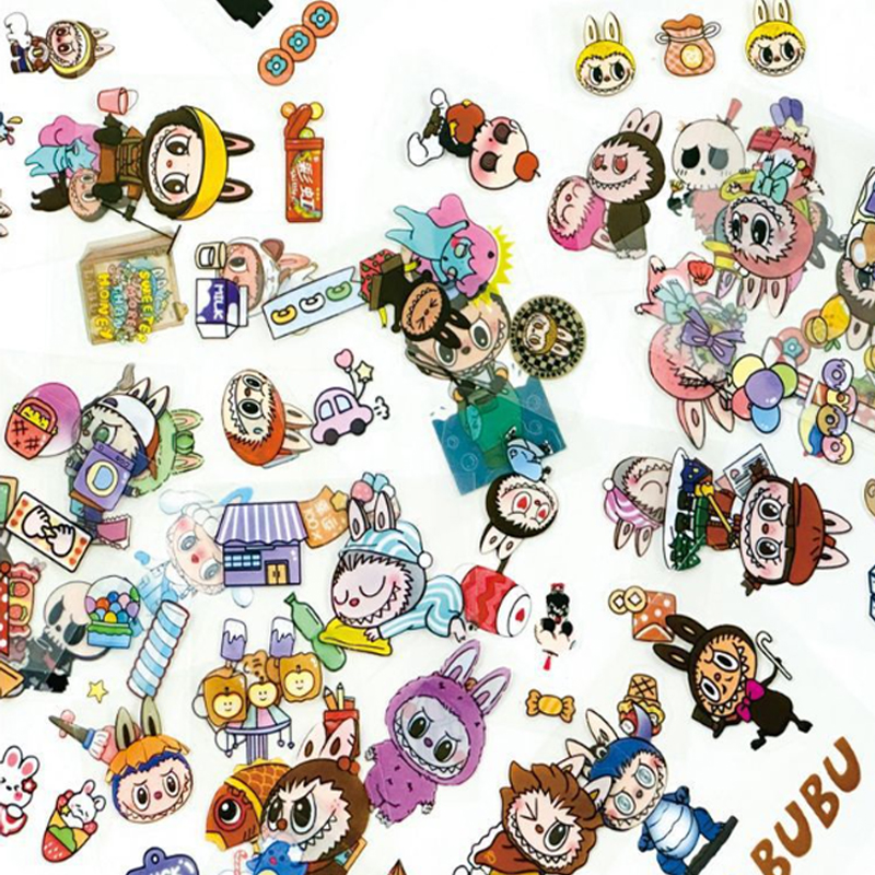 Cute canvas box stickers with 100 sticker patterns and rich styles for children's DIY accounting stickers