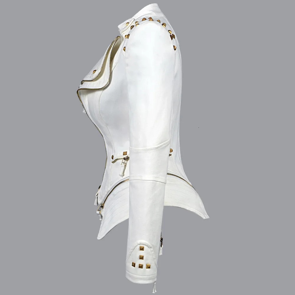 Sx motorcycle jacket rivet zipper denim jacket large size slim motorcycle dress women outdoor 240808