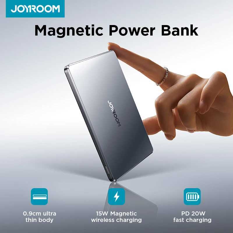 JOYROOM 0.35 Inches Ultra Slim Power Bank for Magsafe 5000mAh Wireless Portable Charger with USB-C Cable for iPhone15/14/13/12CL240808