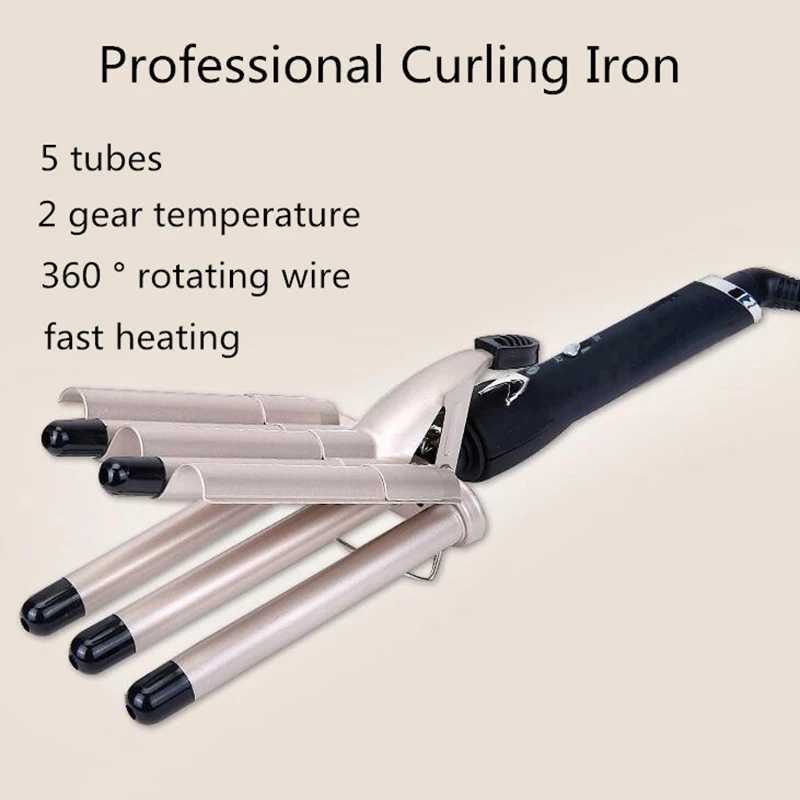 5 barrels of curling iron double voltage curling iron electronic LCD digital display hair styling curling ironXJ241010