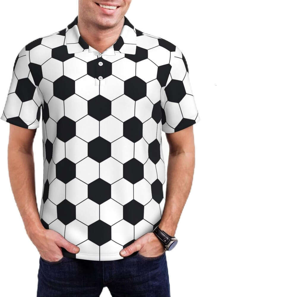 Fashion Mens Polo shirt comfortable Soccer Ball Print Golf Shirts for Men Dry Fit Performance Short Polos shirts tshirt Casual tops summer clothes