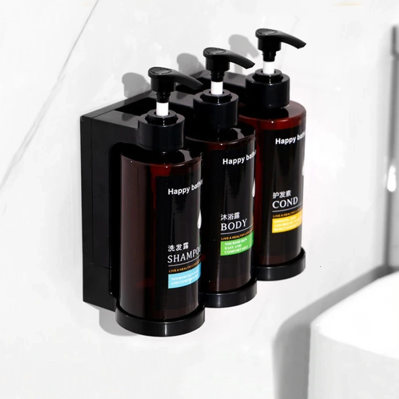 el Shampoo and Shower Gel Separate Bottles Wall Mounted No Punching Hand Sanitizer Boxes Wall Mounted Manual Soap Dispensers 240807