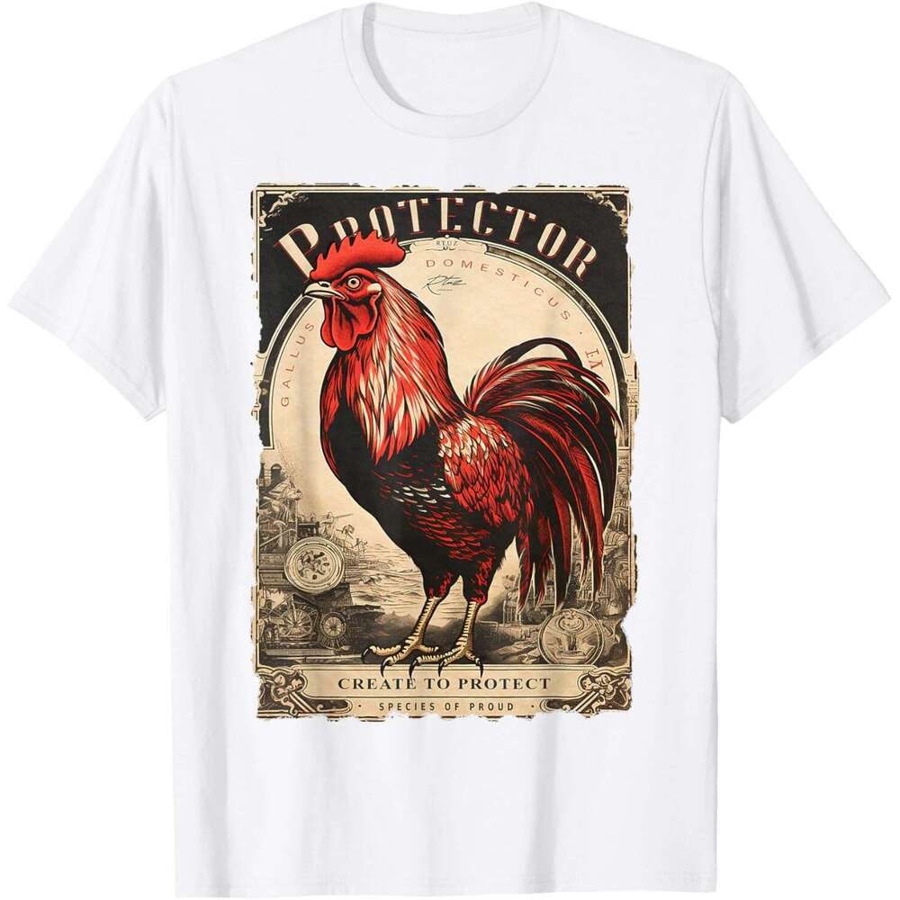 T shirt for Mens Vintage Bird Chicken Farm Farmer Rooster T-Shirt Shirts Tshirt Graphic Tee Casual Tops Clothes Short sleeve