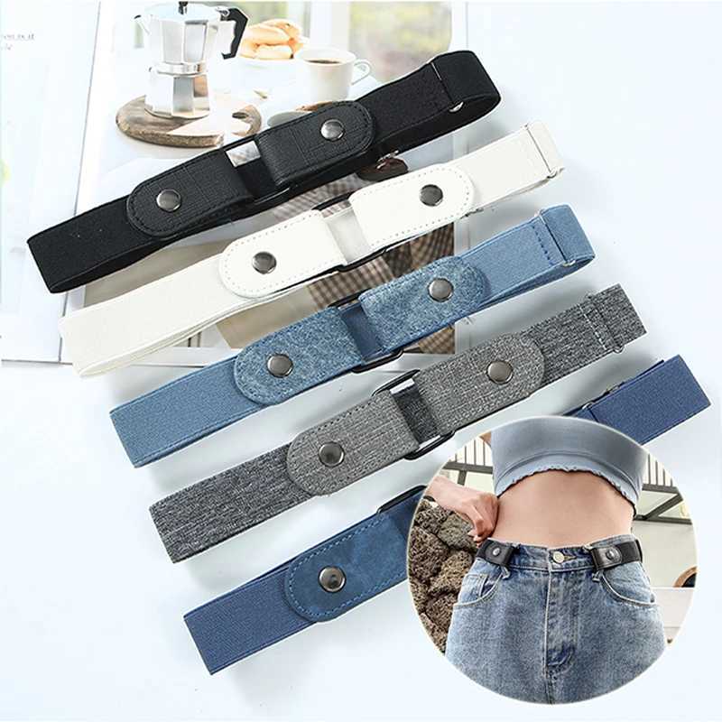 Fashion invisible belt adjustable elastic band suitable for womens clothing buttonless waist belt suitable for mens jeans pants W240807