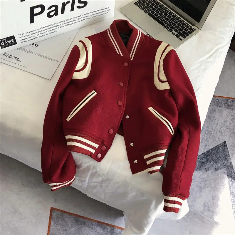 Y2k Streetwear Baseball Jacket Women College Uniform Varsity Jackets Female Oversized Korean Haruku Fashion Coat Spring Autumn 240807